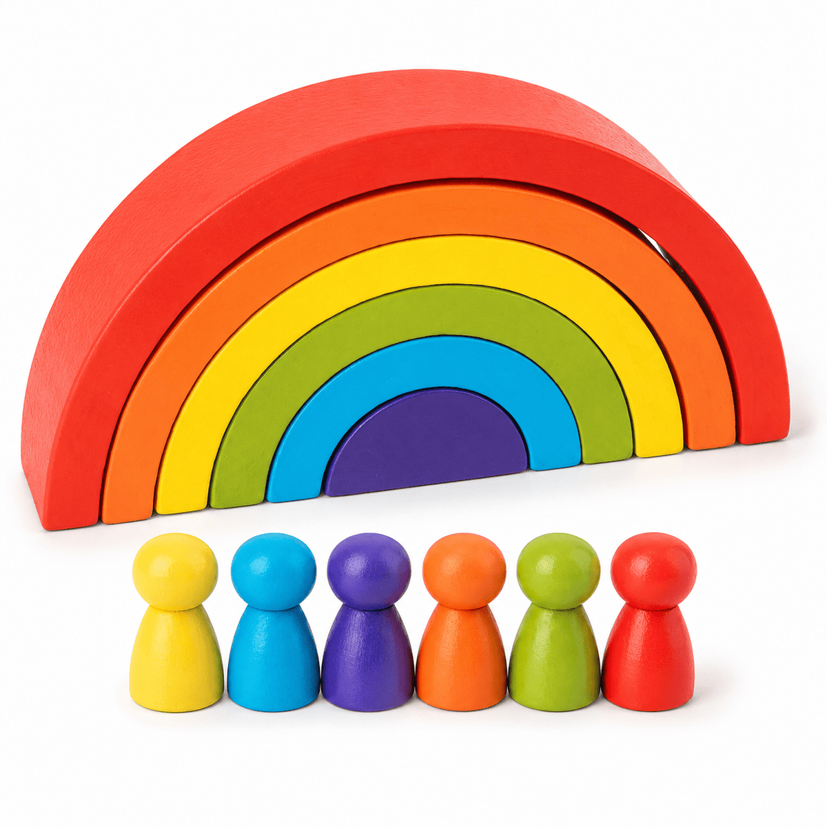 Cocon Montessori Arc En Ciel Empilable En Bois Montessori