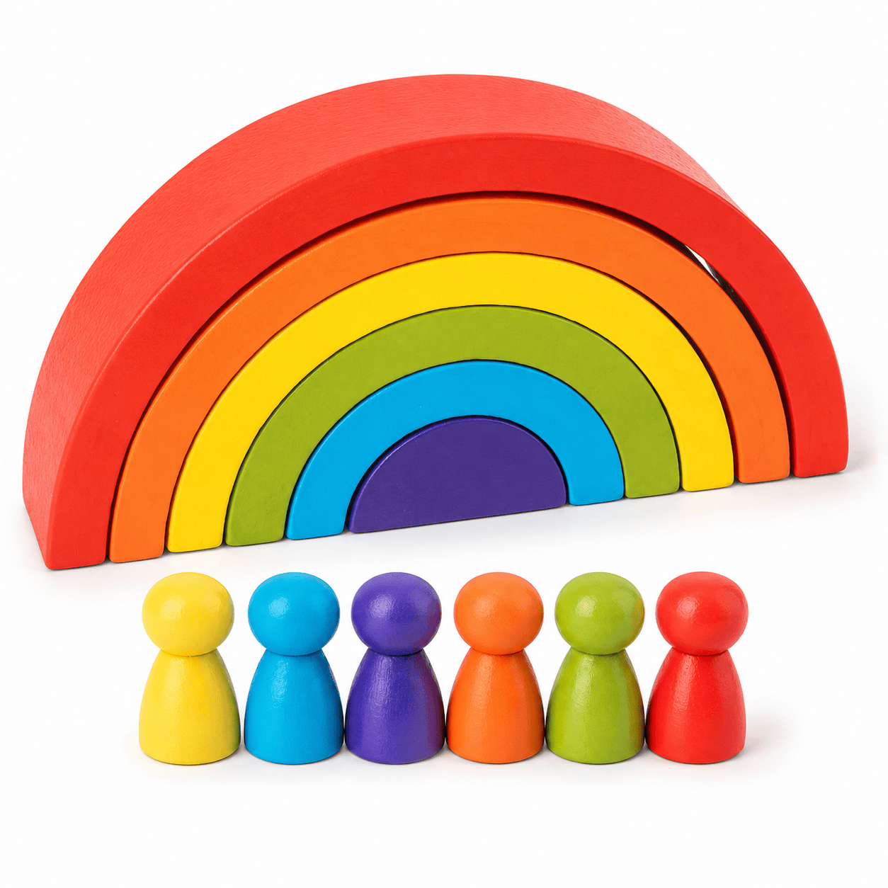 Cocon Montessori Arc En Ciel Empilable En Bois Montessori