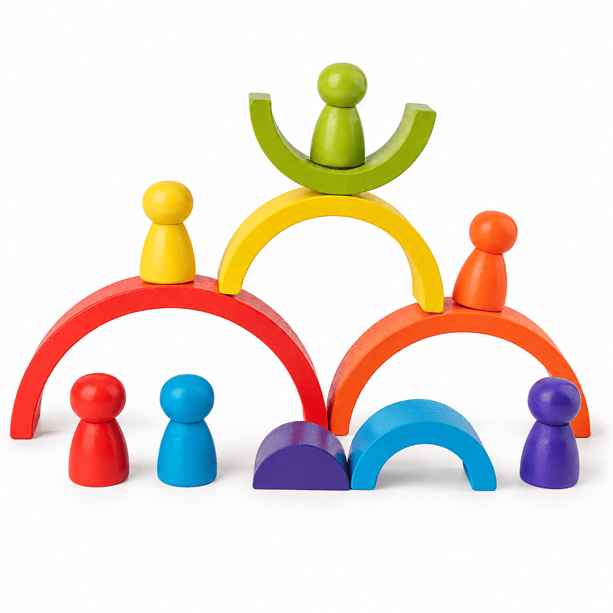 Cocon Montessori Arc En Ciel Empilable En Bois Montessori