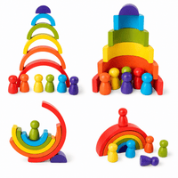 Cocon Montessori Arc En Ciel Empilable En Bois Montessori