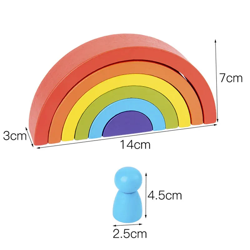 Cocon Montessori Arc En Ciel Empilable En Bois Montessori