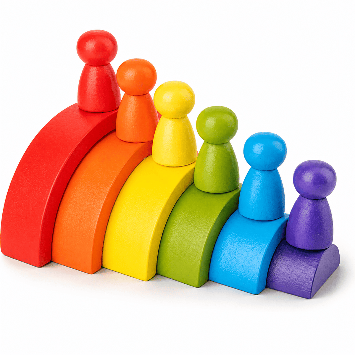 Cocon Montessori Arc En Ciel Empilable En Bois Montessori
