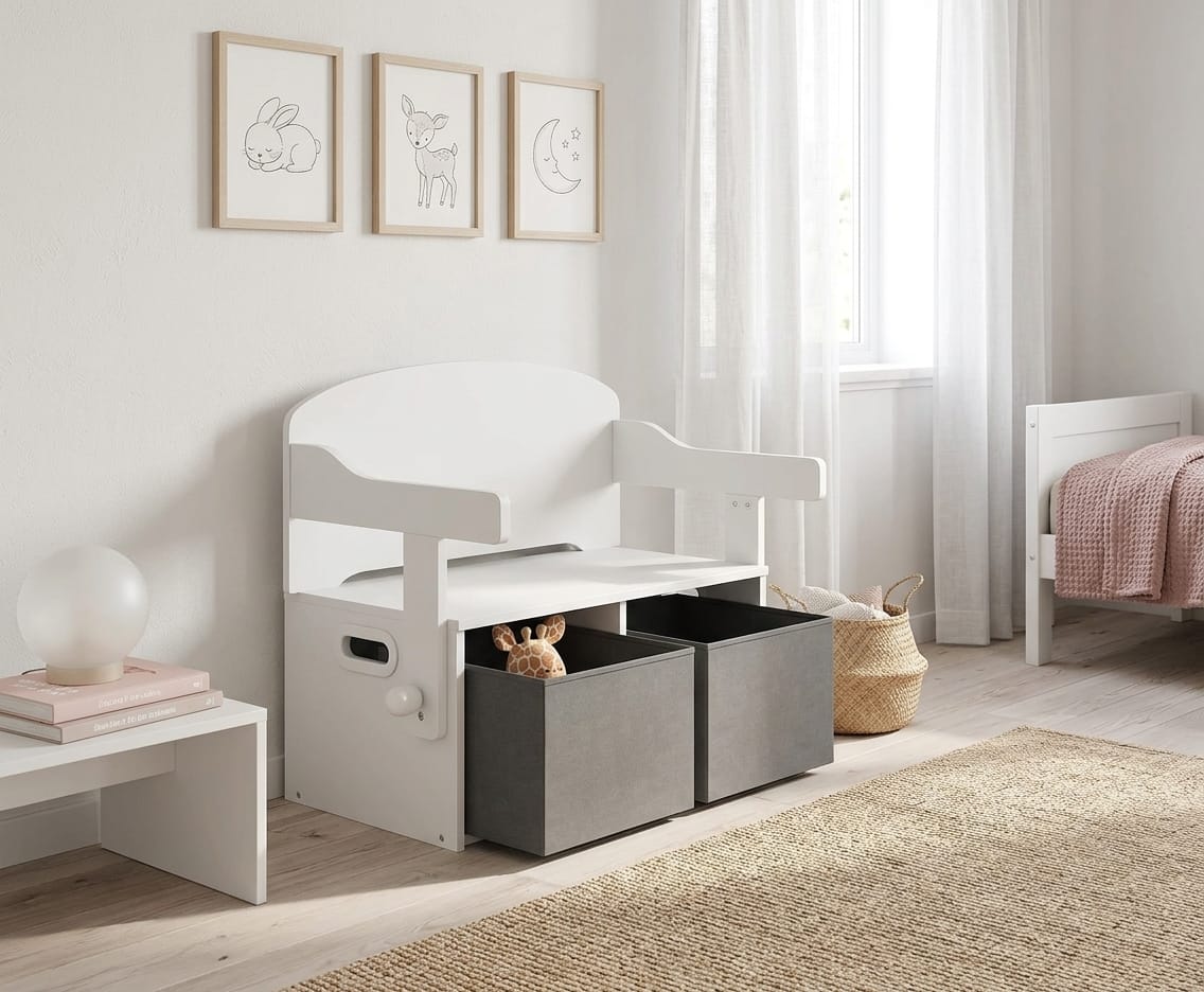 Cocon Montessori Banc Convertible En Bureau 3 En 1 Avec Coffre De Rangement