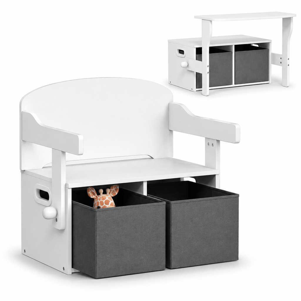 Cocon Montessori Banc Convertible En Bureau 3 En 1 Avec Coffre De Rangement