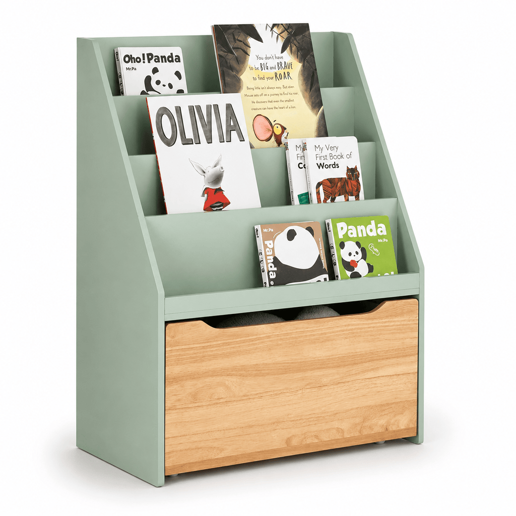 Cocon Montessori Bibliothèque Murale Avec Bac De Rangement Jouet