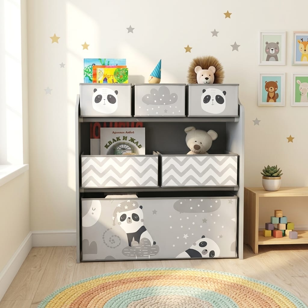 Cocon Montessori Étagère De Rangement Avec Bacs En Tissu
