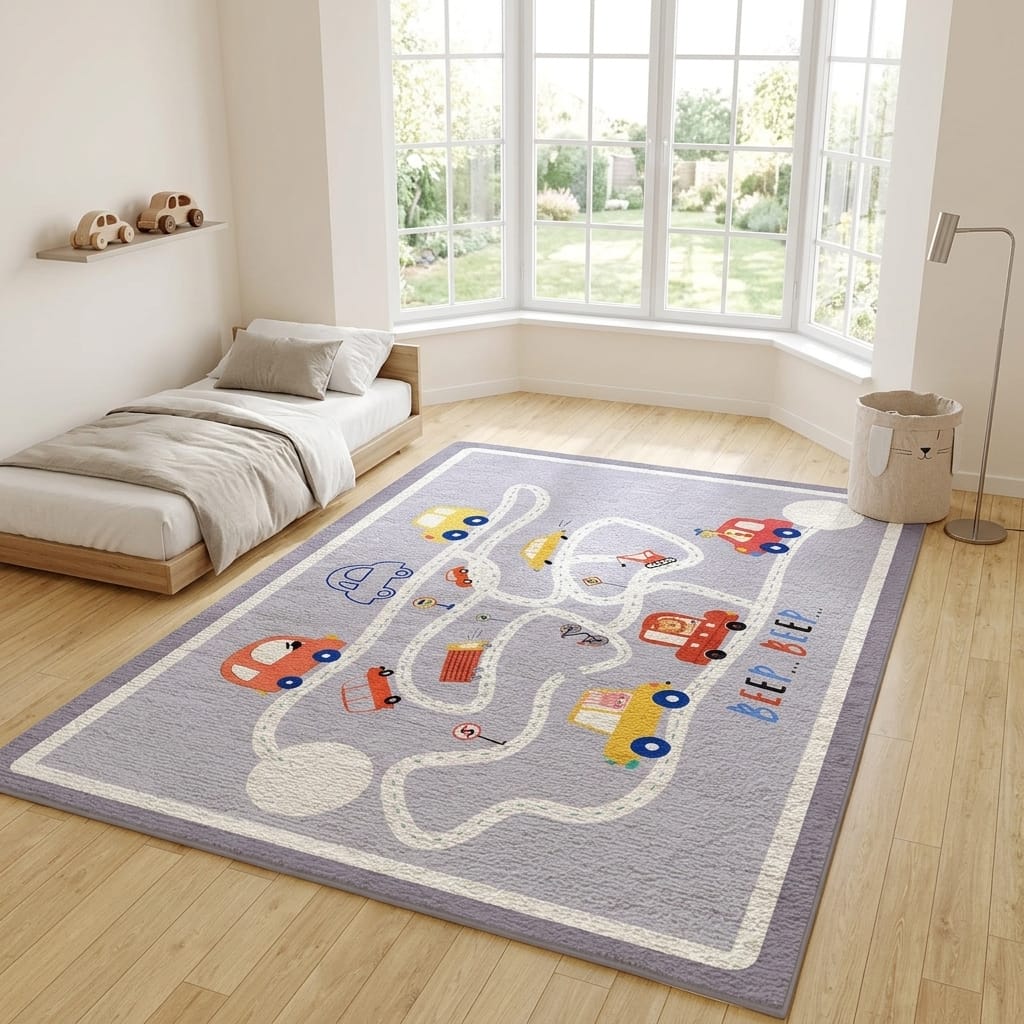 Cocon Montessori Grand Tapis Décoratif De Route Pour Chambre D'Enfant
