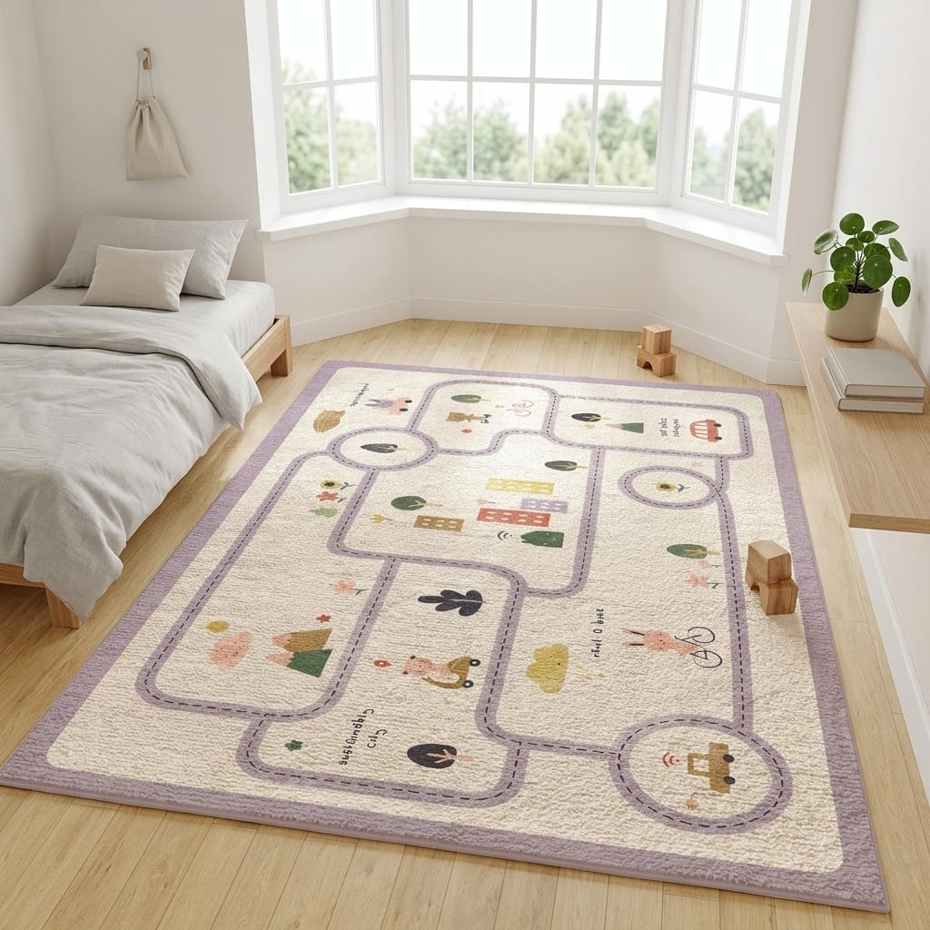 Cocon Montessori Grand Tapis Décoratif De Route Pour Chambre D'Enfant