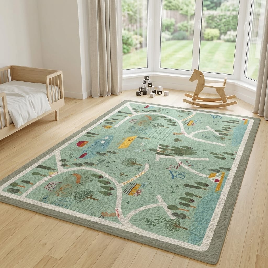 Cocon Montessori Grand Tapis Décoratif De Route Pour Chambre D'Enfant