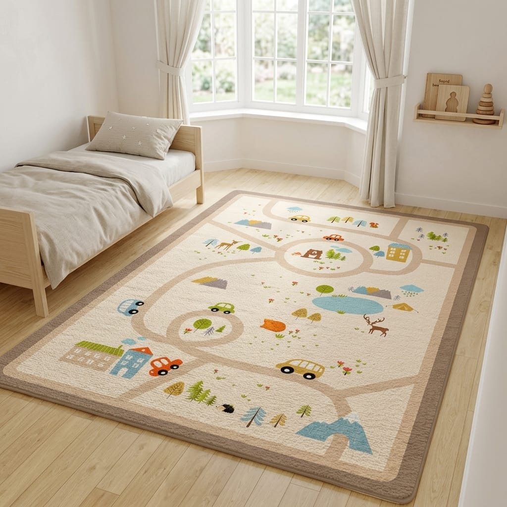 Cocon Montessori Grand Tapis Décoratif De Route Pour Chambre D'Enfant