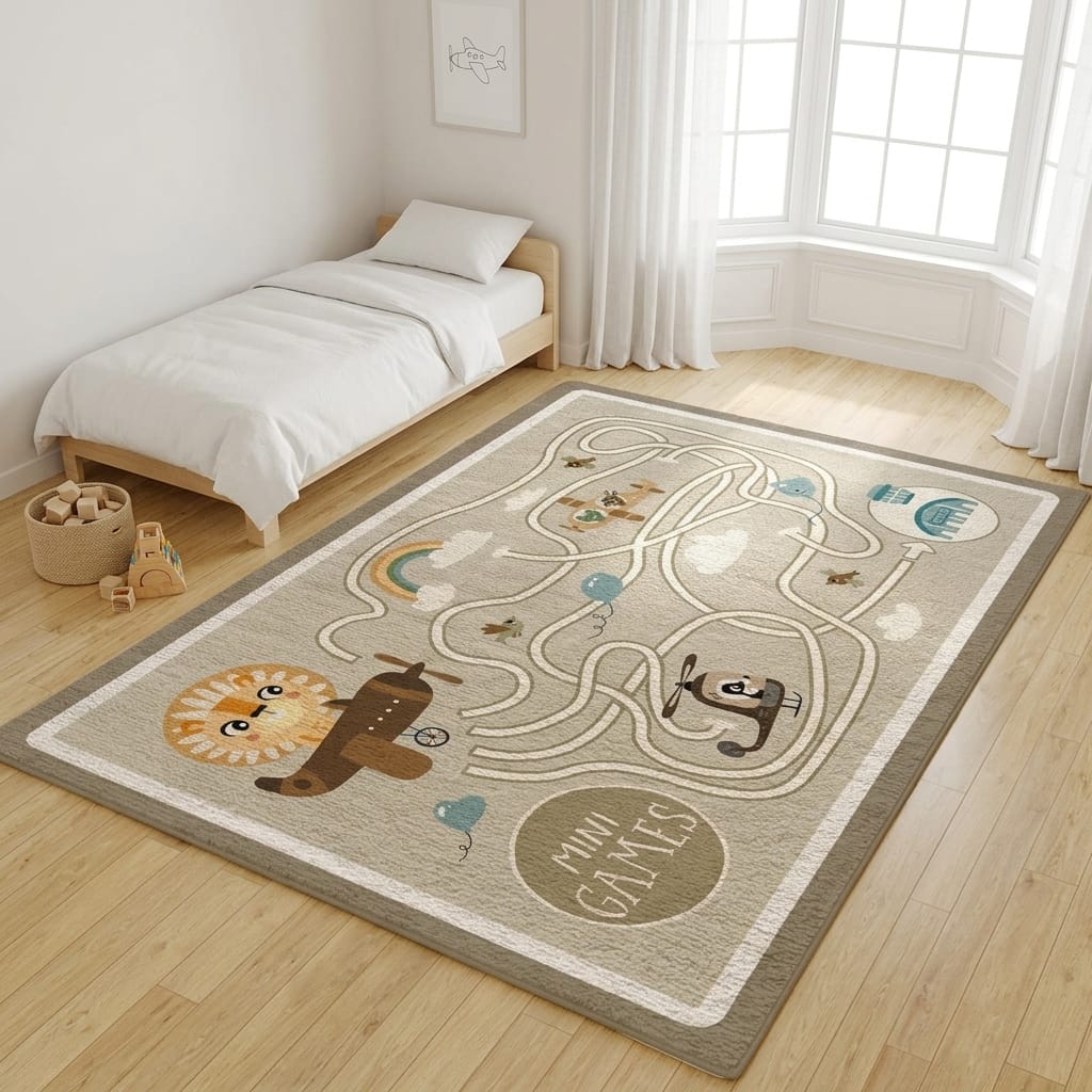 Cocon Montessori Grand Tapis Décoratif De Route Pour Chambre D'Enfant