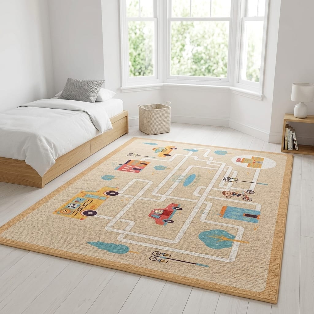 Cocon Montessori Grand Tapis Décoratif De Route Pour Chambre D'Enfant