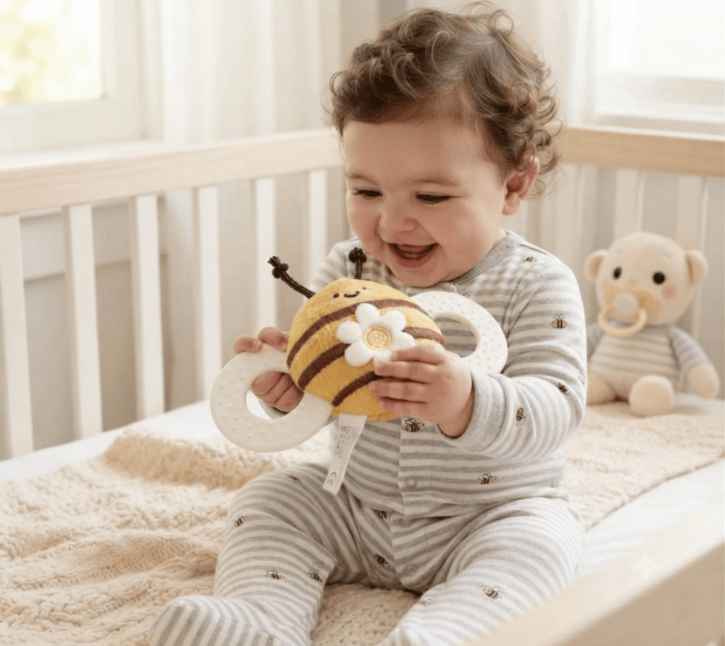 Cocon Montessori Hochet Sensoriel En Peluche Insecte Pour Bébé