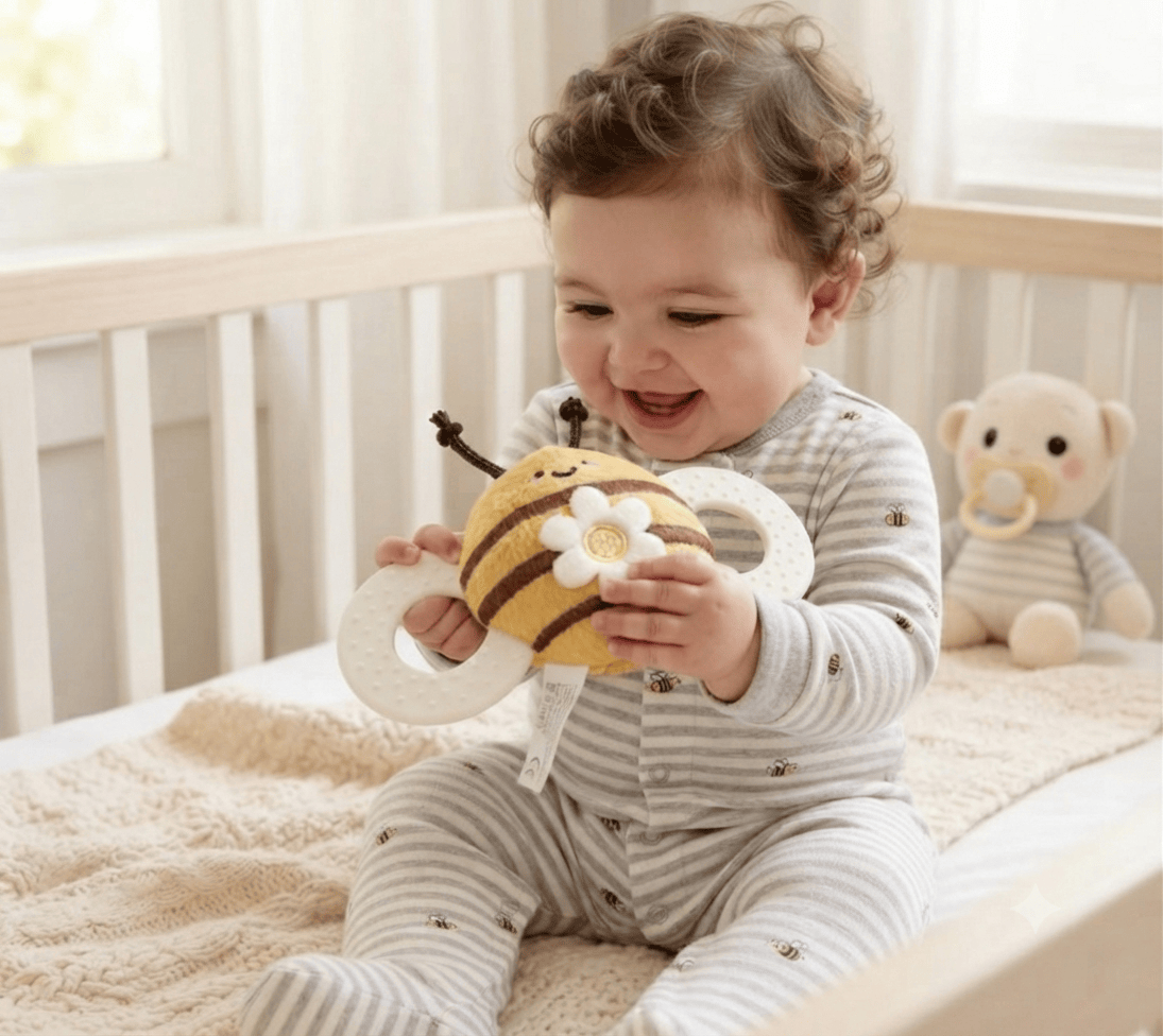 Cocon Montessori Hochet Sensoriel En Peluche Insecte Pour Bébé