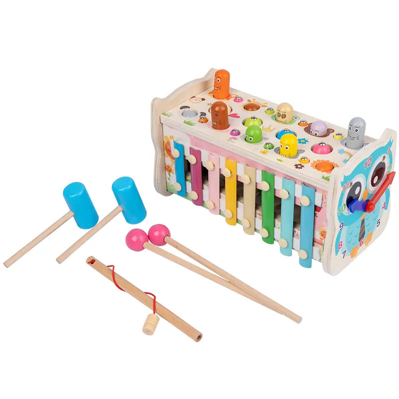 Cocon Montessori Jouet Musical En Bois Forme Éléphant Pour Enfant