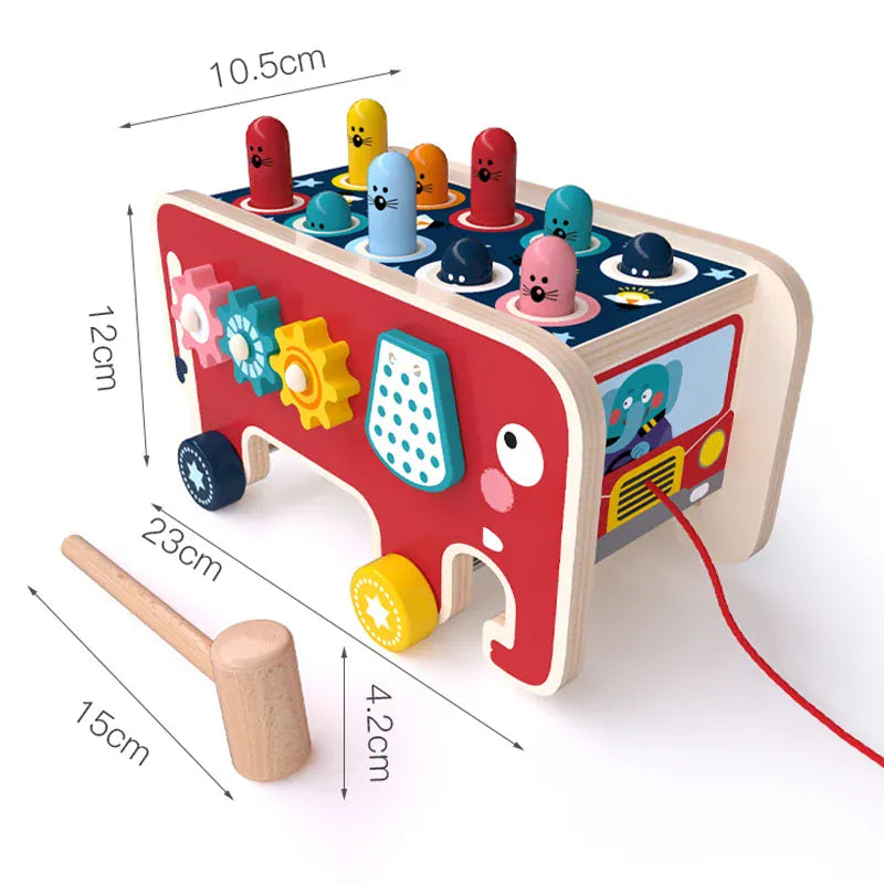 Cocon Montessori Jouet Musical En Bois Forme Éléphant Pour Enfant