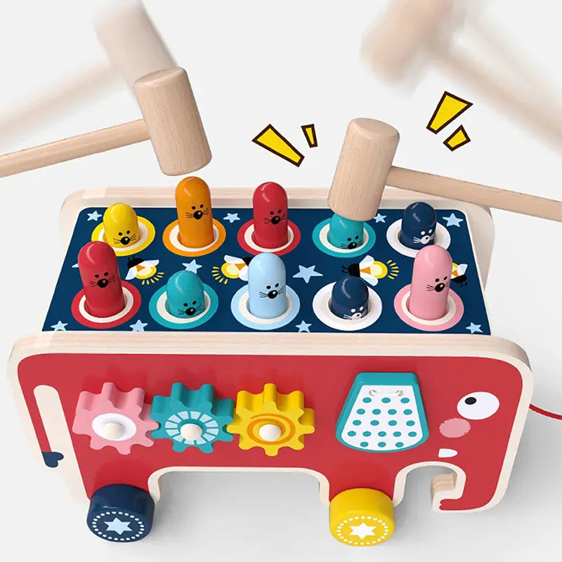 Cocon Montessori Jouet Musical En Bois Forme Éléphant Pour Enfant