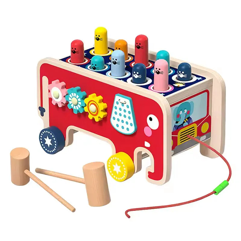 Cocon Montessori Jouet Musical En Bois Forme Éléphant Pour Enfant