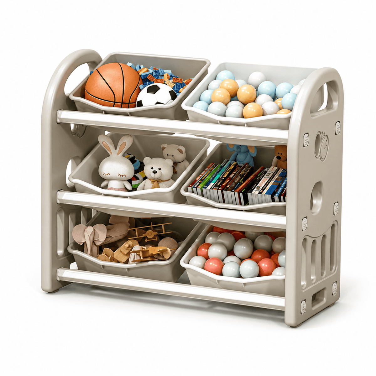 Cocon Montessori Meuble De Rangement Pour Jouets Avec Bacs Basculants