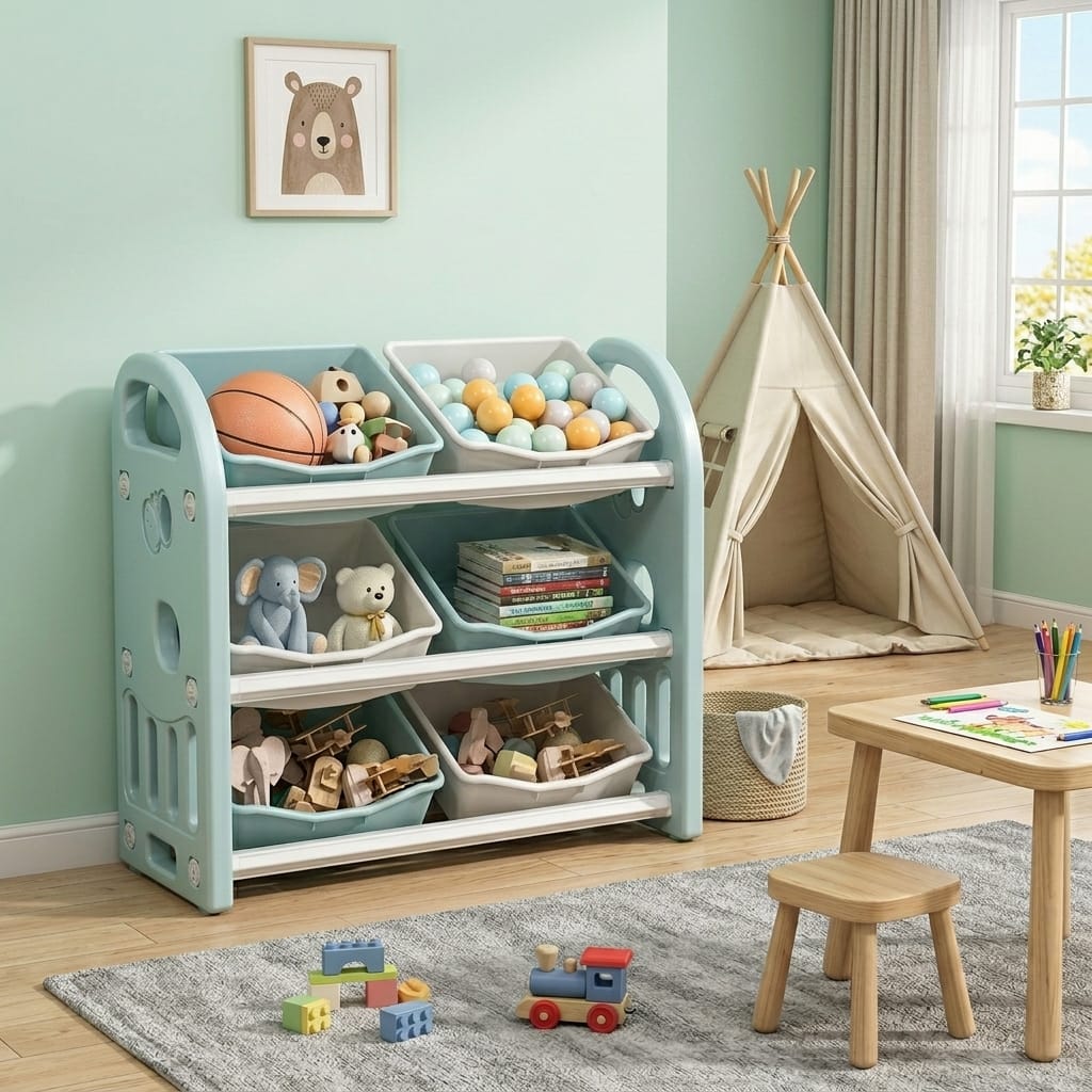 Cocon Montessori Meuble De Rangement Pour Jouets Avec Bacs Basculants