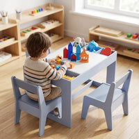 Cocon Montessori Petite Table Multifonction En Bois Avec Chaises Et Bacs De Rangement