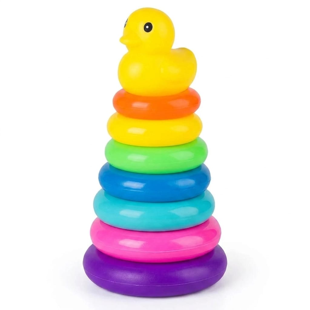 Cocon Montessori Pyramide D'Anneaux À Empiler Avec Canard En Plastique