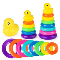 Cocon Montessori Pyramide D'Anneaux À Empiler Avec Canard En Plastique