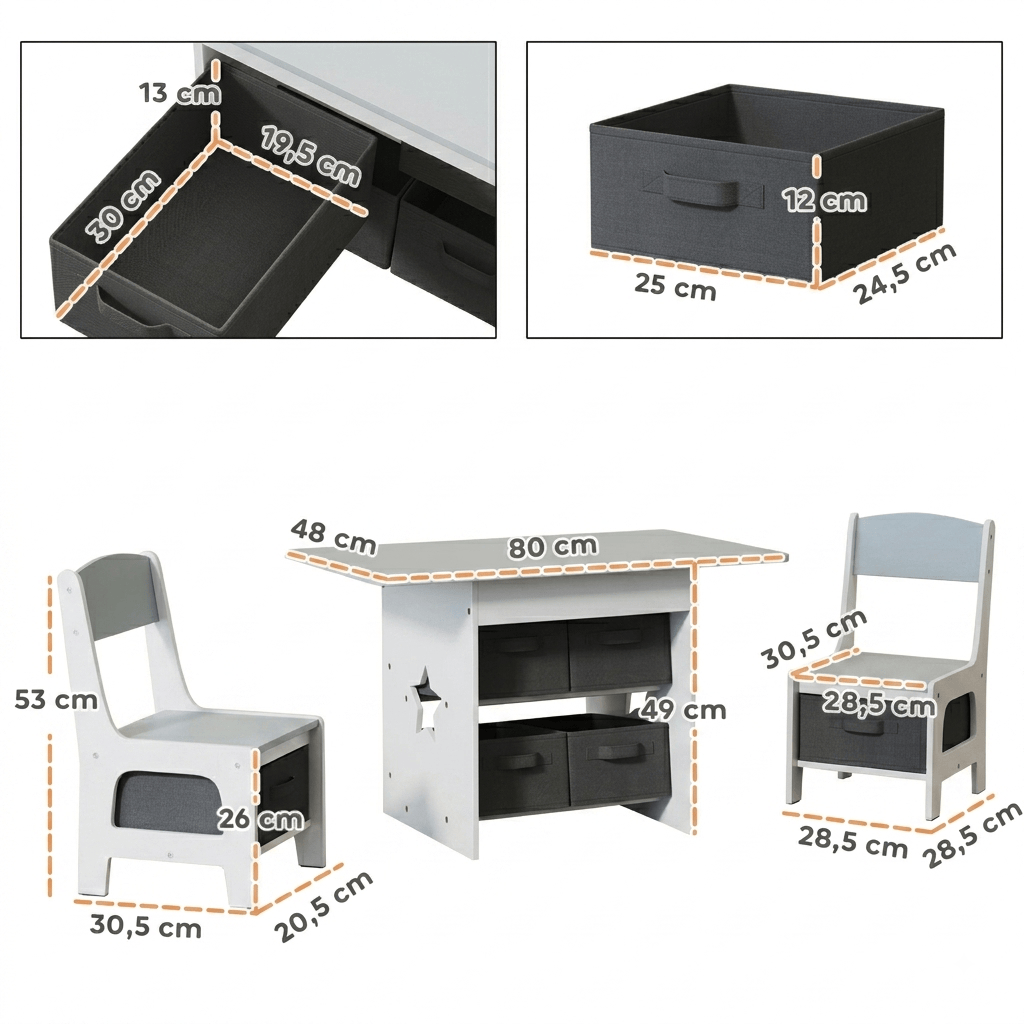 Cocon Montessori Table D'Activité Avec Tiroirs Et Chaises Pour Enfant