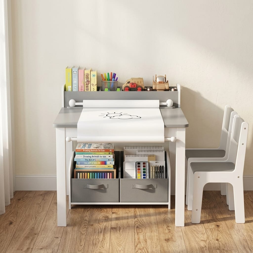 Cocon Montessori Table D'Activité Et De Loisirs Avec Chaises Et Rangement