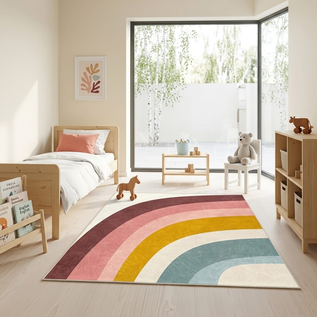 Cocon Montessori Tapis Arc En Ciel Boho Enfant
