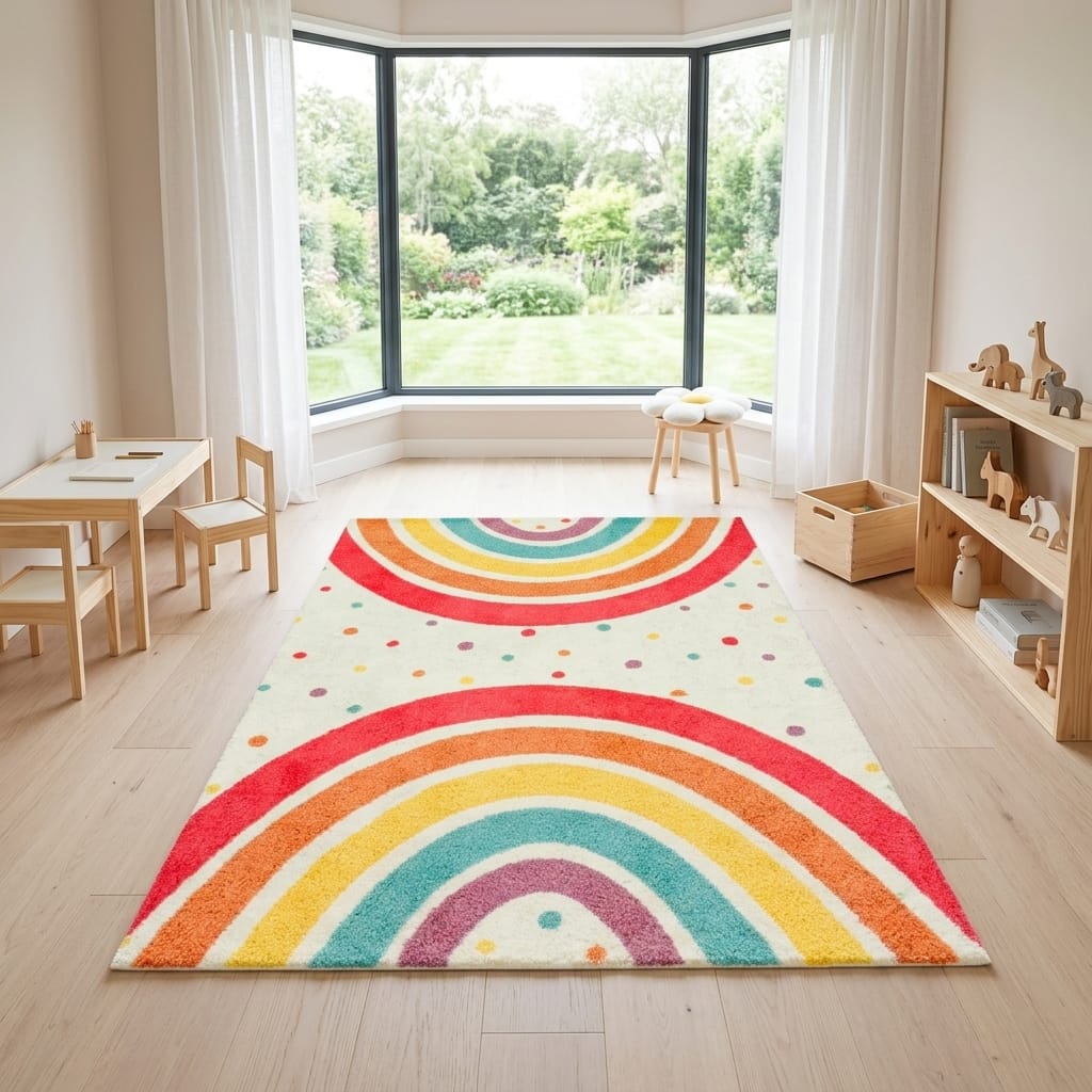 Cocon Montessori Tapis Arc En Ciel Boho Enfant