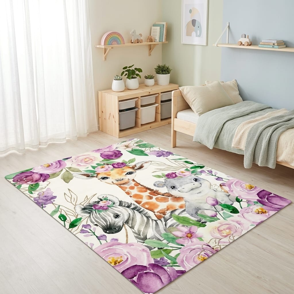 Cocon Montessori Tapis Chambre Enfant Animaux De La Jungle