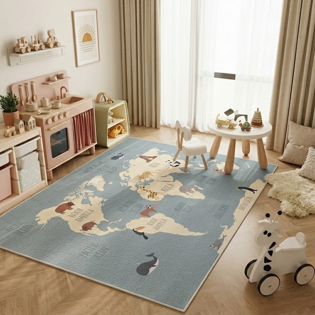 Cocon Montessori Tapis Chambre Motif Animal Très Grand Format