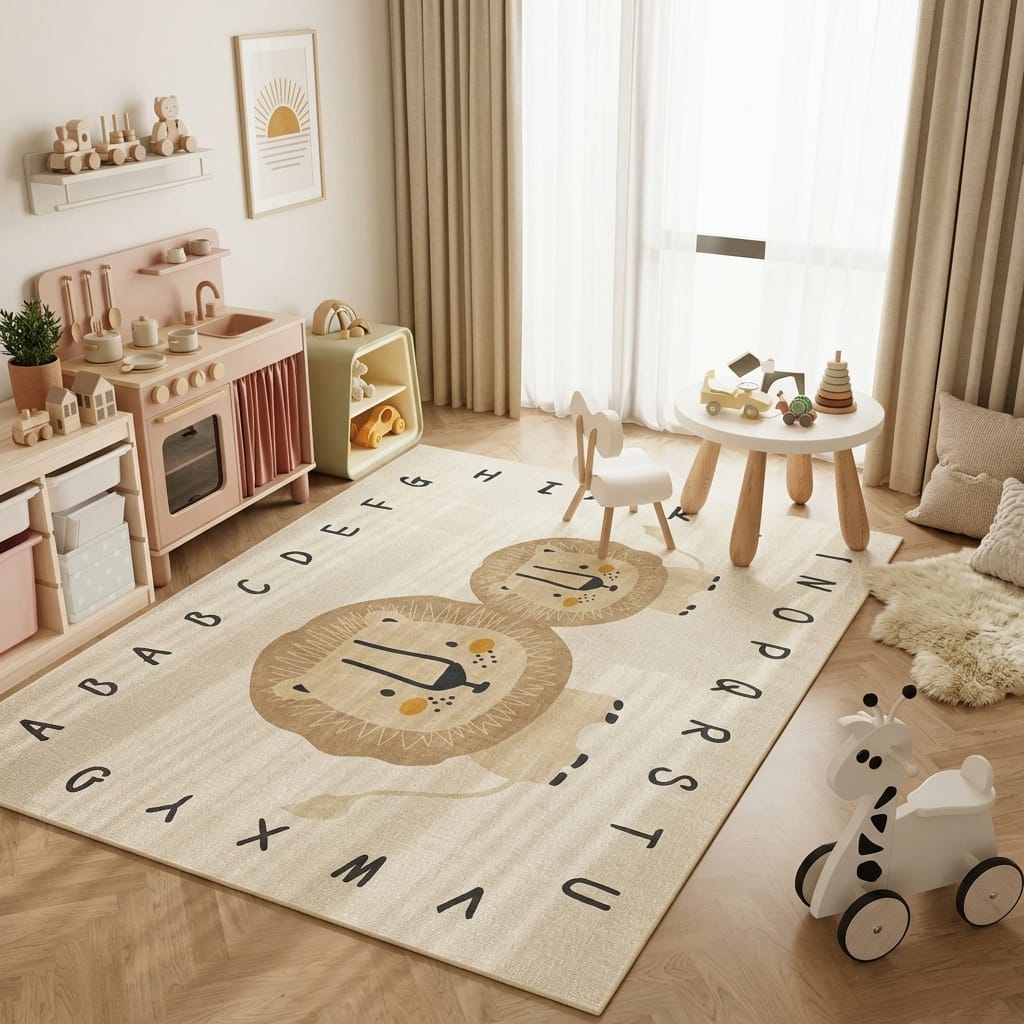 Cocon Montessori Tapis Chambre Motif Animal Très Grand Format