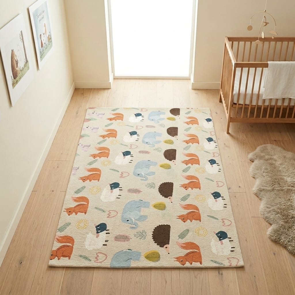 Cocon Montessori Tapis Chambre Motif Animal Très Grand Format