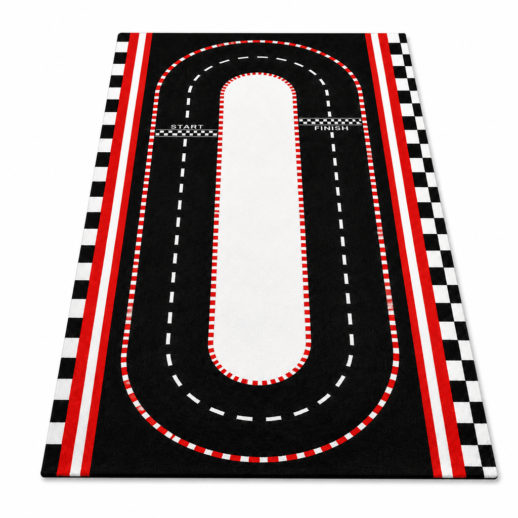 Cocon Montessori Tapis Circuit Automobile Retro Noir Et Rouge