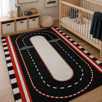 Cocon Montessori Tapis Circuit Automobile Retro Noir Et Rouge