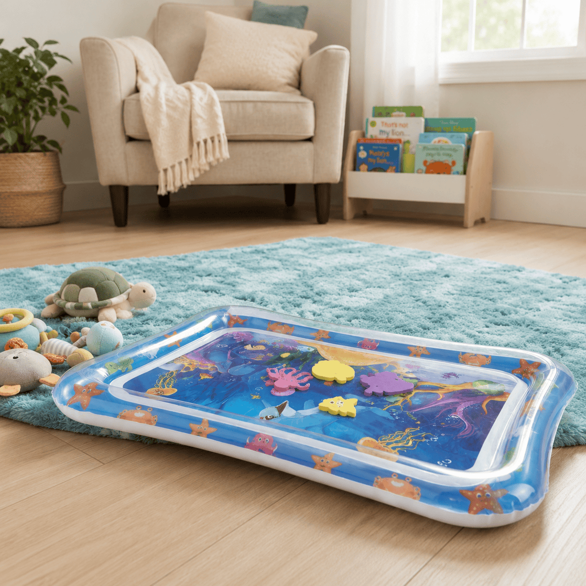 Cocon Montessori Tapis D'Eau Gonflable Bébé Univers Aquatique