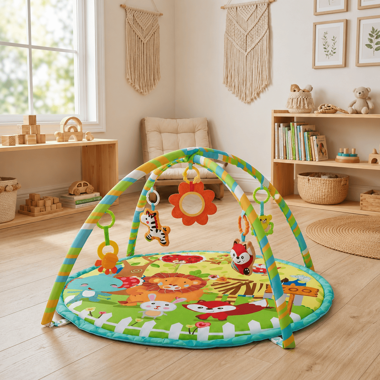 Cocon Montessori Tapis D'Eveil Bébé Arceau Multifonction