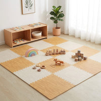 Cocon Montessori Tapis D'Eveil Bébé Dalle Effet Bois