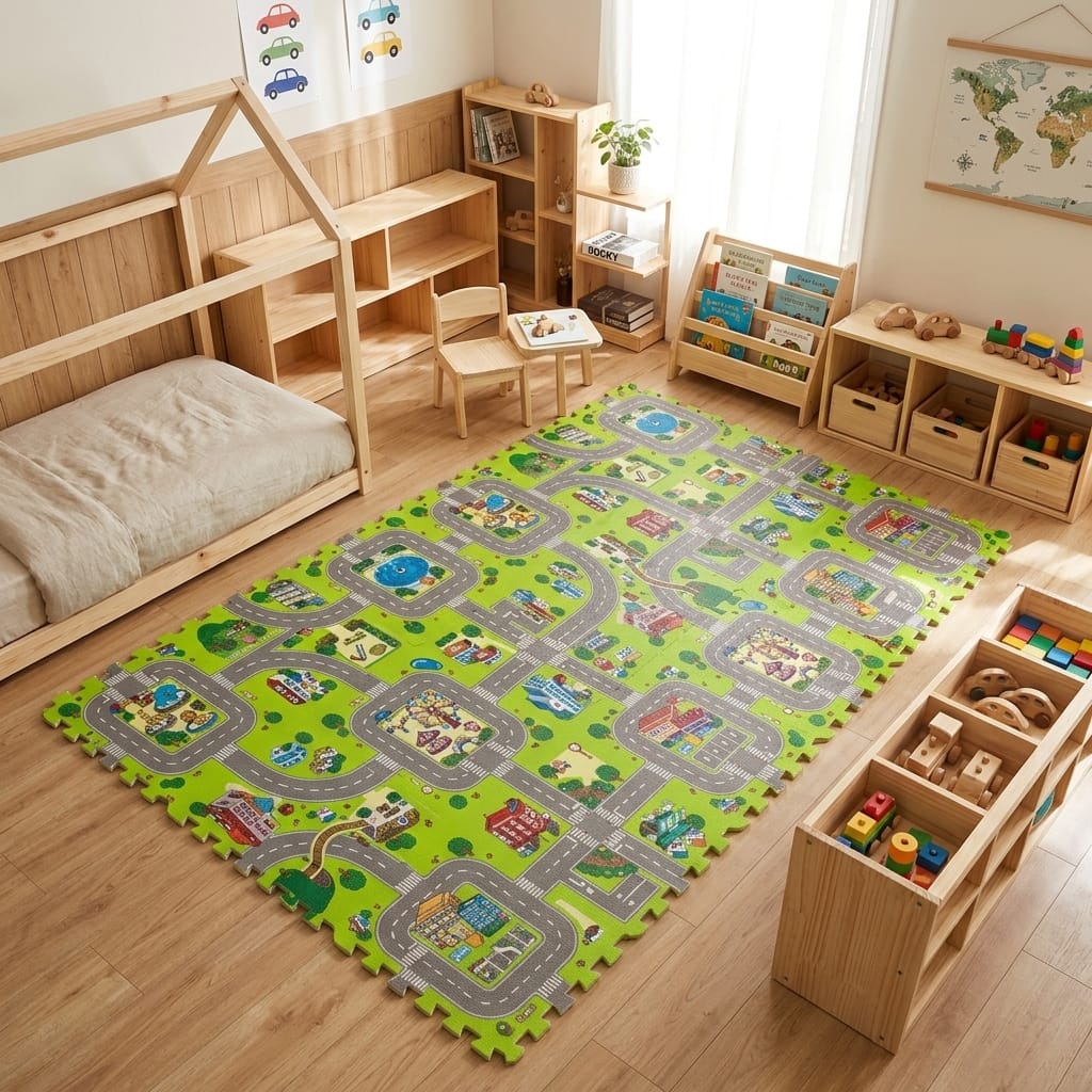 Cocon Montessori Tapis D'Eveil En Mousse Puzzle Route