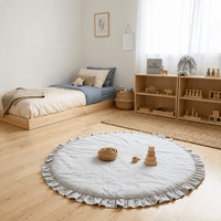 Cocon Montessori Tapis D'Eveil Rond Coton Volants