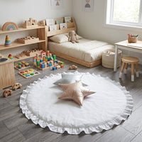 Cocon Montessori Tapis D'Eveil Rond Coton Volants