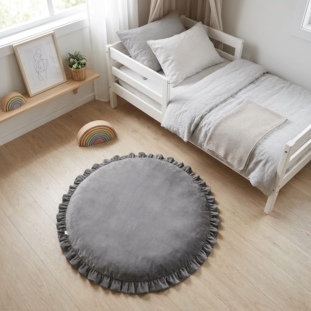 Cocon Montessori Tapis D'Eveil Rond Coton Volants