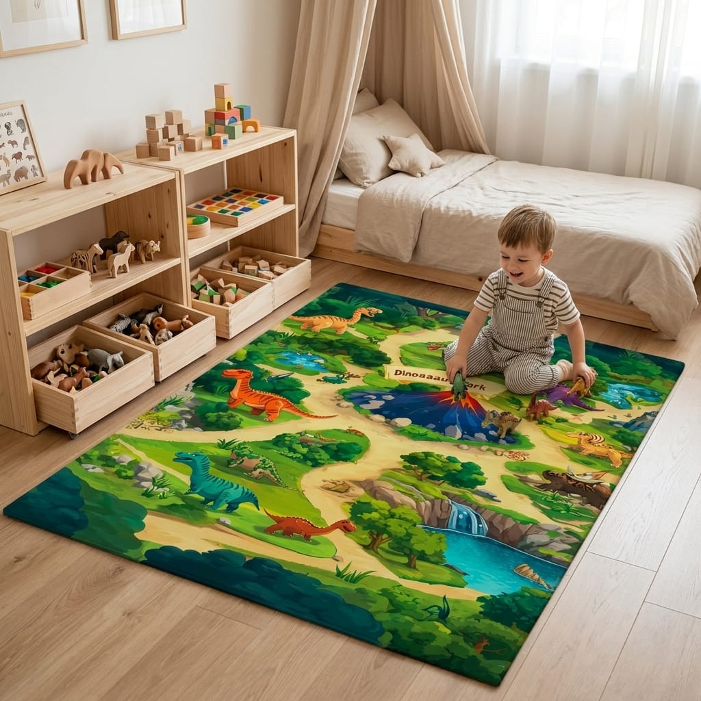 Cocon Montessori Tapis De Jeu Dinosaure