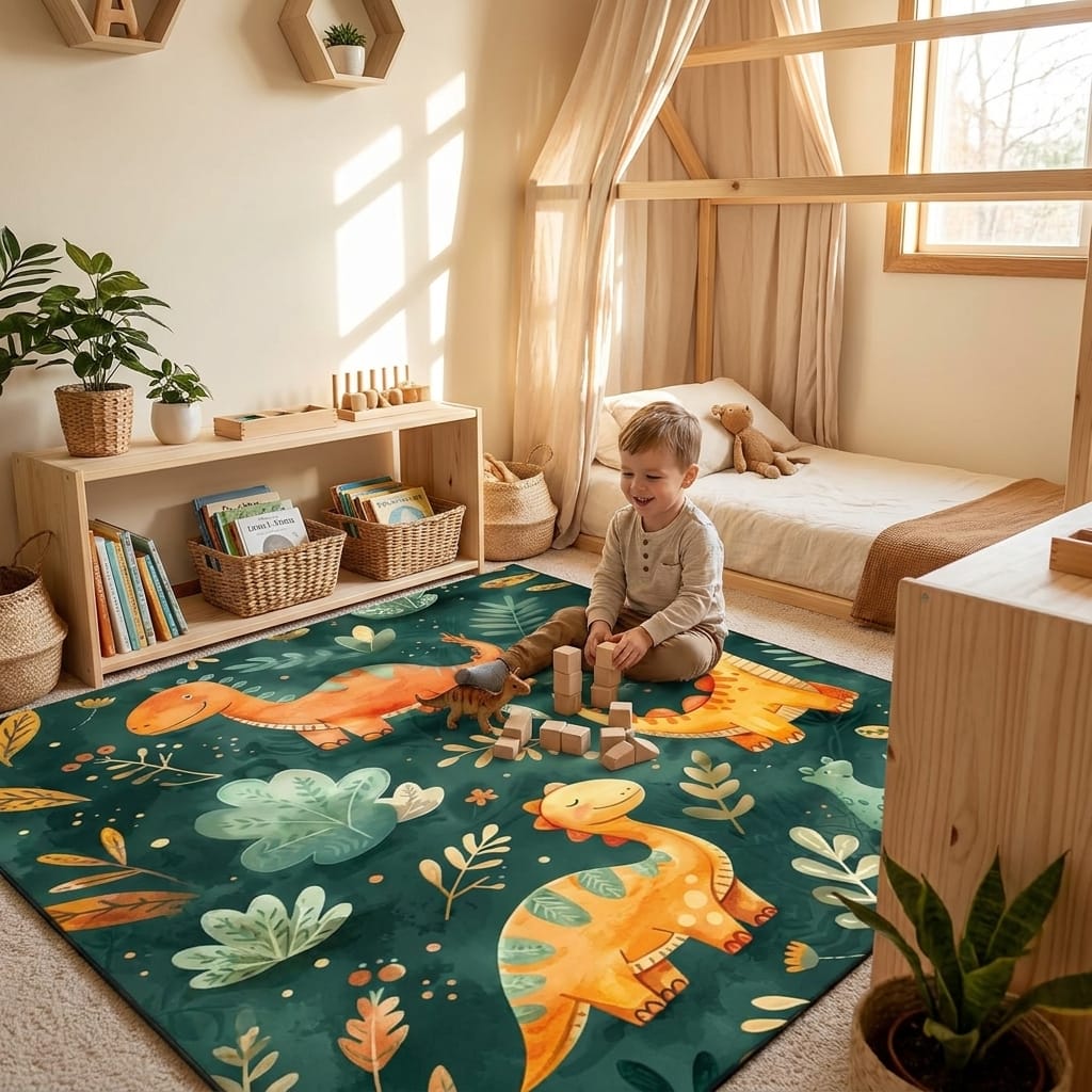 Cocon Montessori Tapis De Jeu Dinosaure