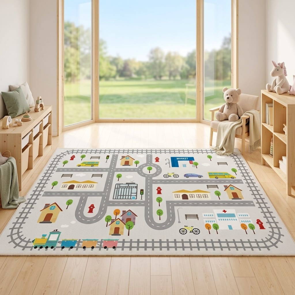 Cocon Montessori Tapis De Jeu Route Et Train