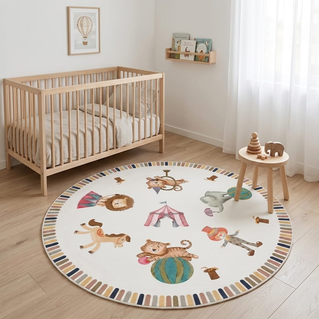 Cocon Montessori Tapis Enfant Rond Animaux