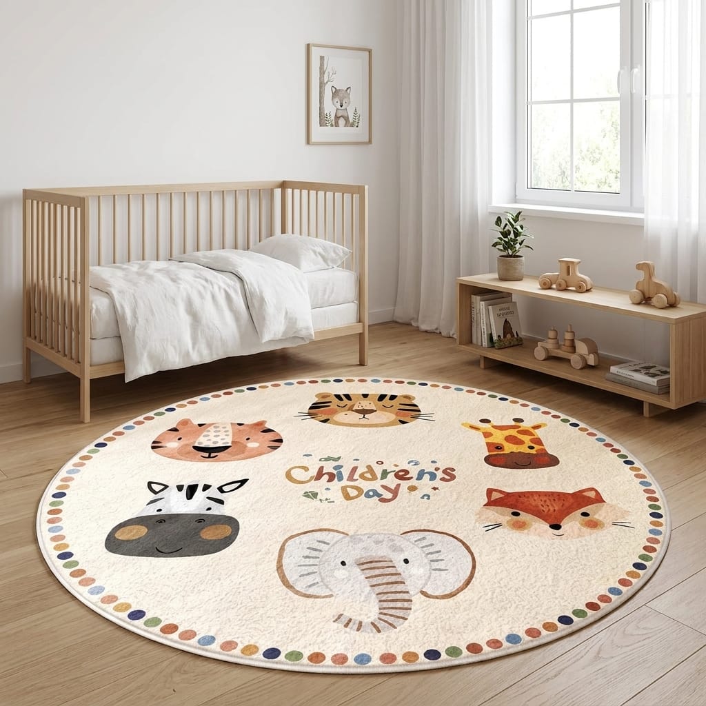 Cocon Montessori Tapis Enfant Rond Animaux