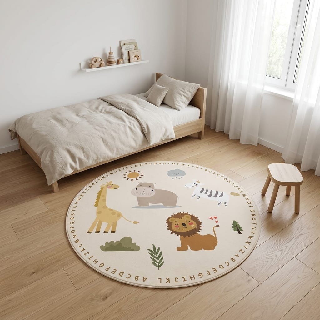 Cocon Montessori Tapis Enfant Rond Animaux